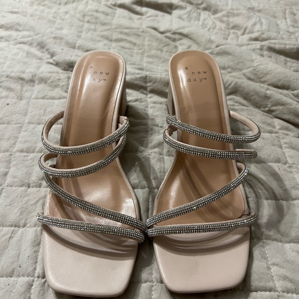 A New Day Women's Cream Strappy Sandals